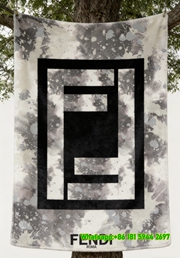 Fendi Roma Gray Tie-Dye FF Monogram Flannel Sofa Throw Blanket IMG_9405